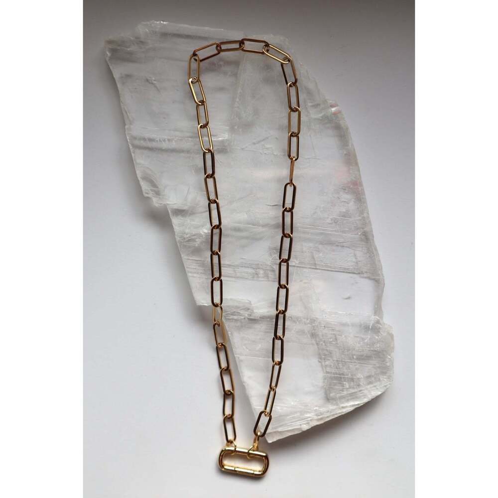 Catenne – Gold Paperclip Chain Necklace – 20", Carabiner clasp